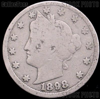 1898 Liberty nickel RPD-004 variety showing repunched 8 with secondary digit impression visible within the primary date